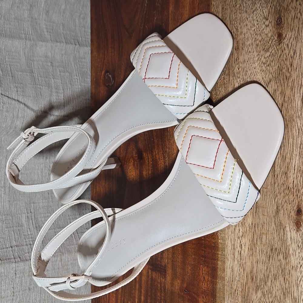 Sanctuary "Lovely" Cream White Heels with Colorful Stitching - 7.5M